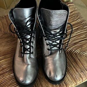 Size 8.5. Silver combat boot by dolce vita.